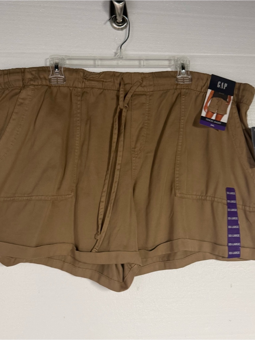 GAP Women’s Tencel Utility Shorts Size XXL Brown Tan Drawstring Pull On Pockets